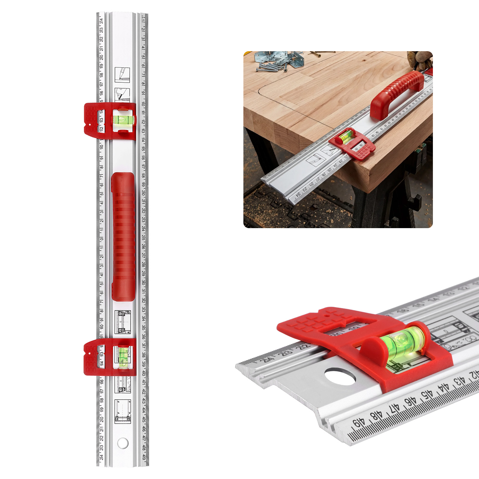 Home Improvement Mark - Règle de nivellement en aluminium avec